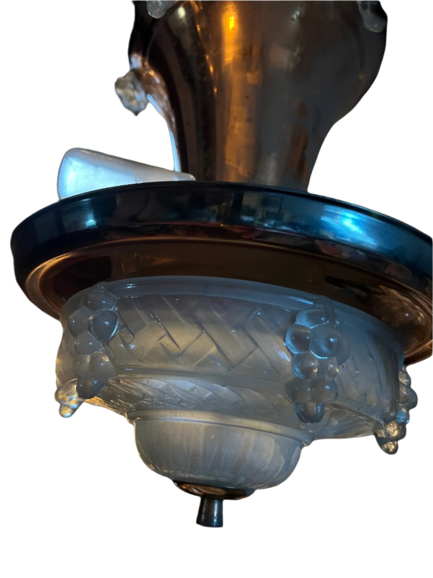 Art Deco Copper and Glass Grape Chandelier