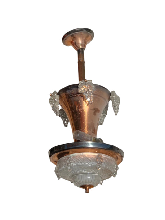 Art Deco Copper and Glass Grape Chandelier