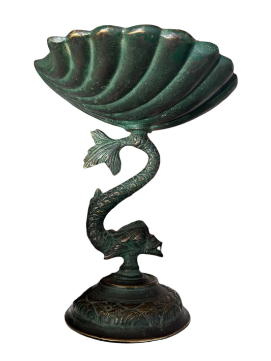 Antique French Bronze Dolphin Shell Dish – 19th Century Nautical Elegance