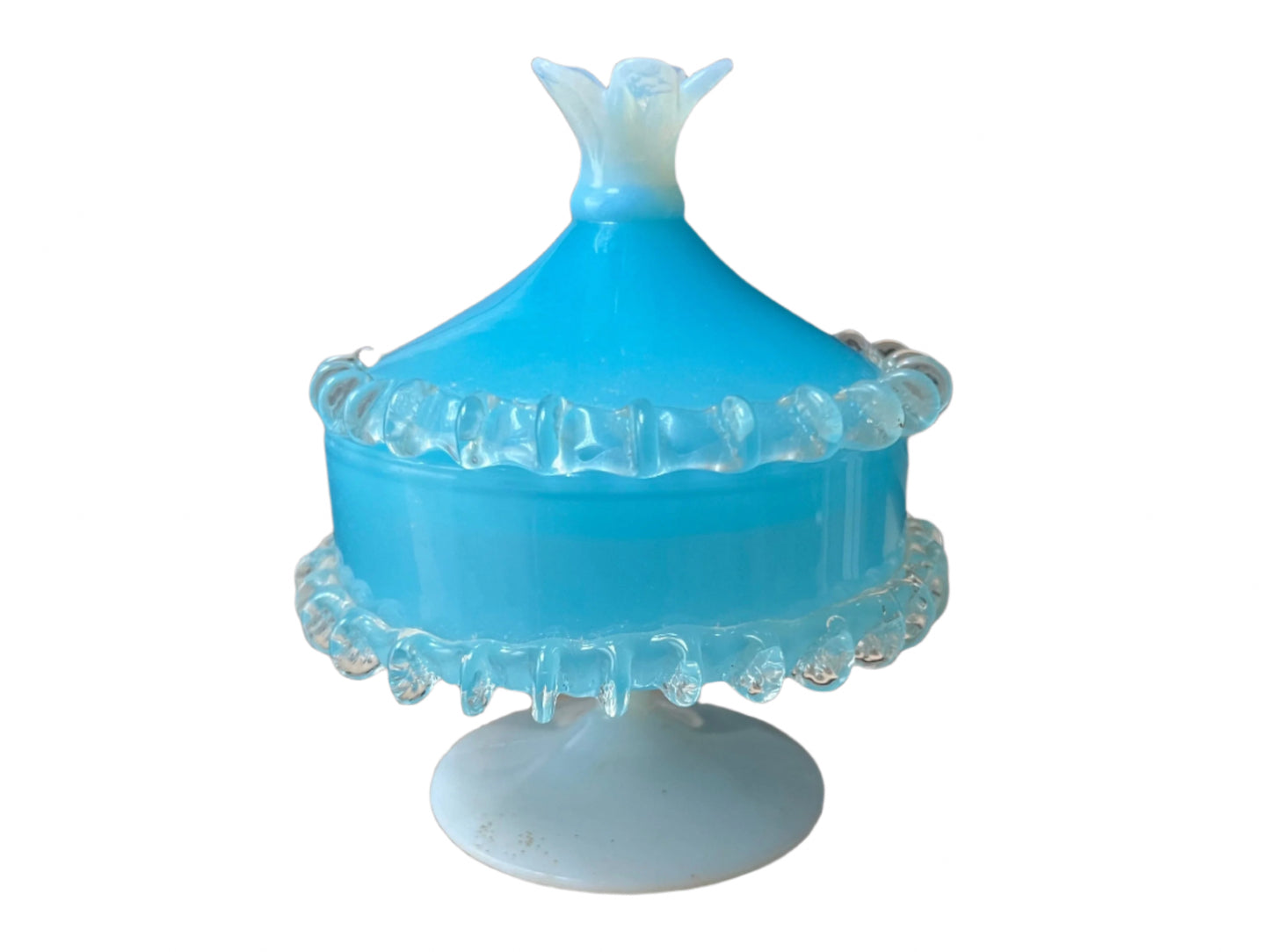 Vintage Empoli Glass Bonbon lidded Bowl