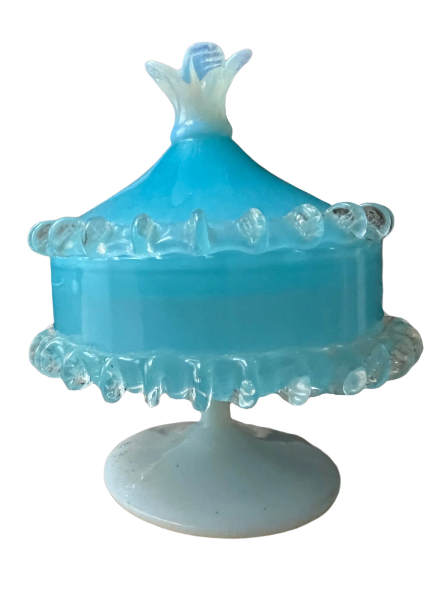 Vintage Empoli Glass Bonbon lidded Bowl