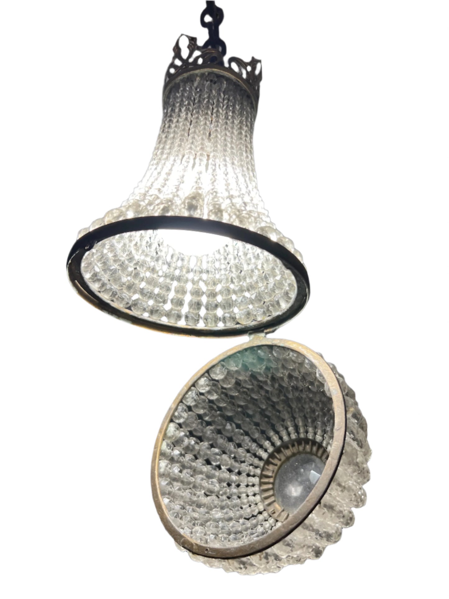 Rare Mini French Balloon Style Crystal Chandelier