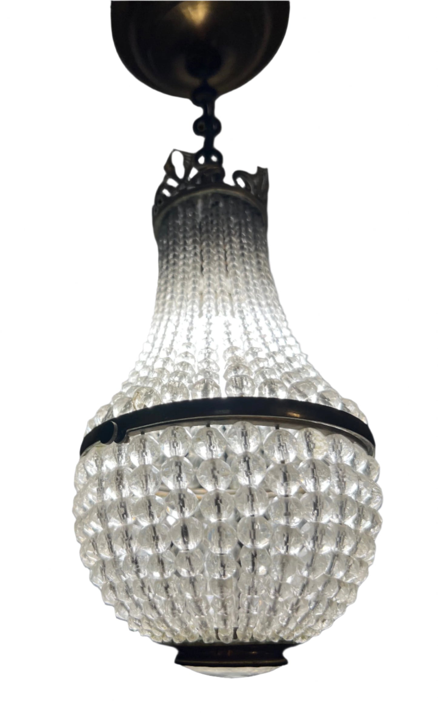 Rare Mini French Balloon Style Crystal Chandelier